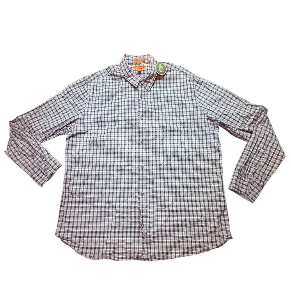Joe Fresh Standard Fit Blue Plaid Long Sleeve Button Up Shirt 2XL